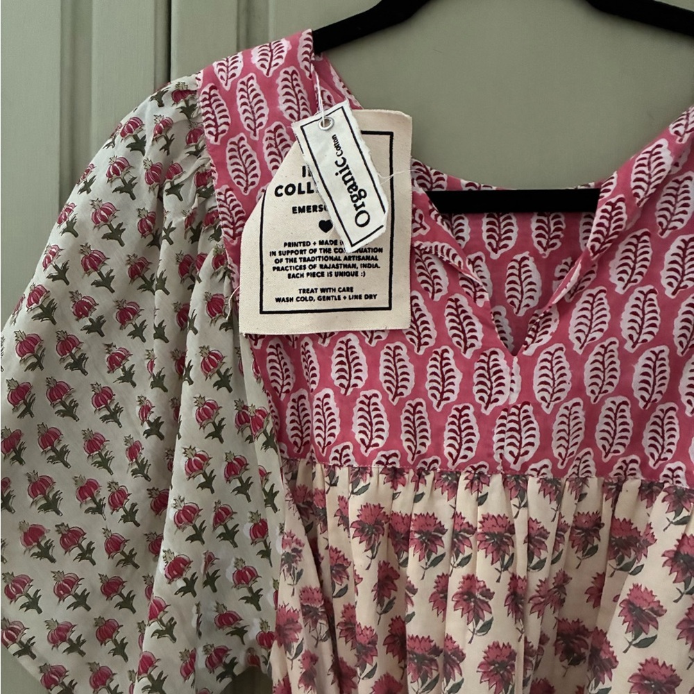 NWT EMERSON FRY BASALIE COTTON MIDI DRESS IN PATCHWORK ROSEY SZ S - Picture 9 of 12